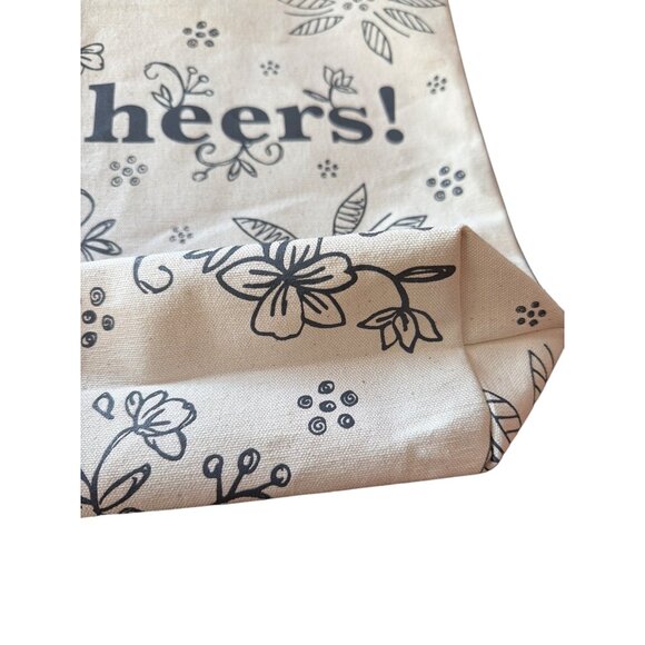 Floral Canvas Tote Bag With "Cheers!" Print - Durable & Reusable - Picture 2 of 4